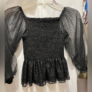 Black sheer sleeve top